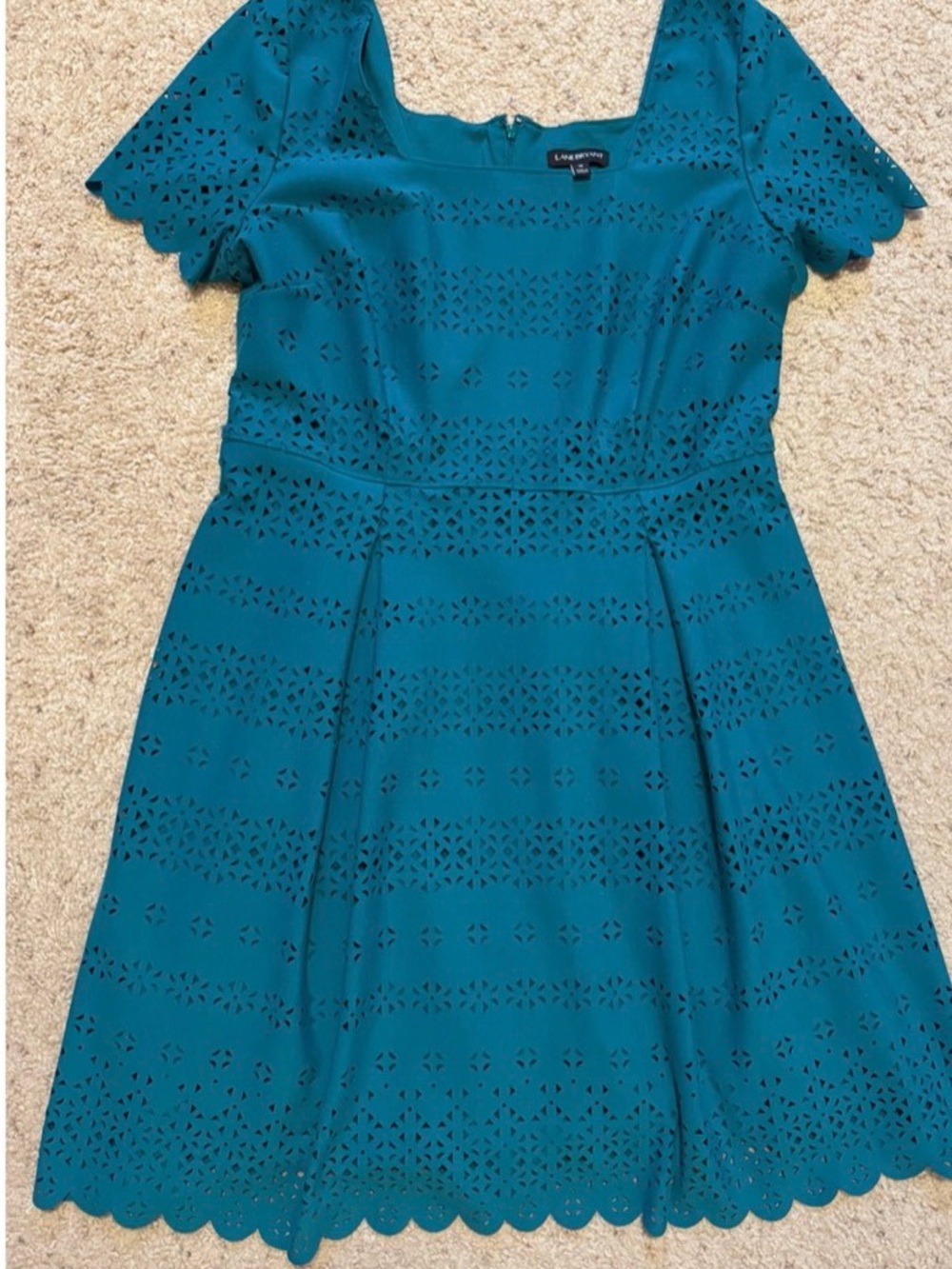 Lane Bryant Teal Laser-Cut Fit & Flare Dress